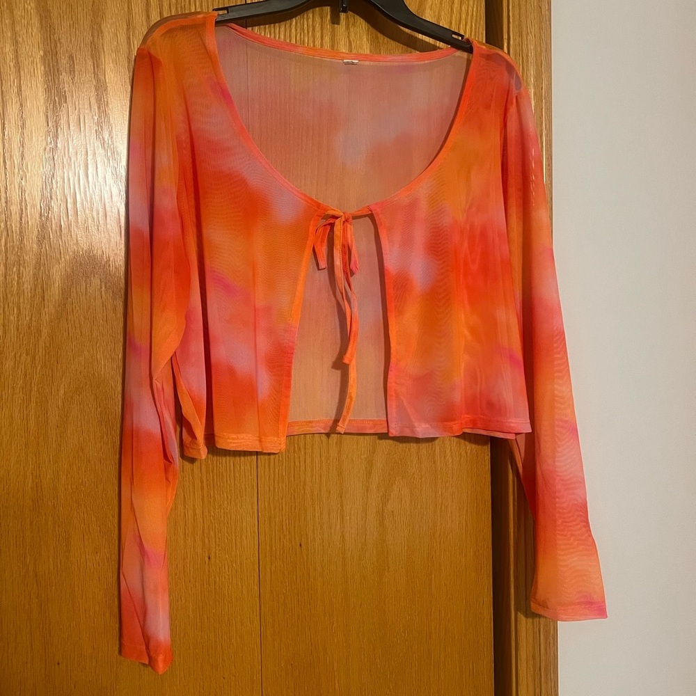 ASOS mesh tie top in orange tie dye